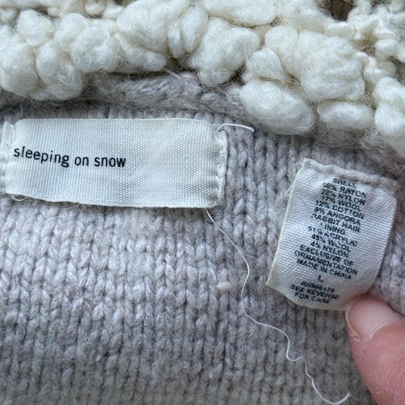 Sleeping On Snow Anthro Embroidered Cardigan Hoodie Crop Sweater Flowers Sherpa - Picture 7 of 10